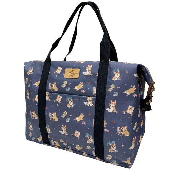 Waterproof Corgi Extra Large Travel Tote Luggage Weekender Duffel Trolley Sleeve - Picture 1 of 11